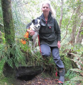 Pearl with handler and aversion trainer, Lynne Maguire