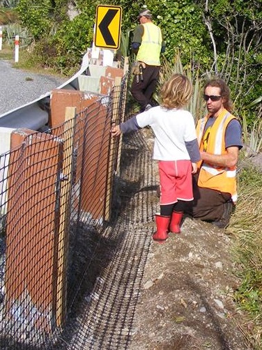Fencing advice from local resident Reef as the first section goes in
