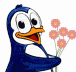 Happy penguin awareness day blue penguin and flowers