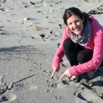 Lucy Waller finds penguin tracks, Sept 2016
