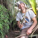 Reuben Lane checking sooty shearwater burrows with burrowscope, Cape Foulwind, Jan 2017