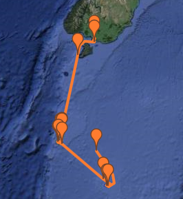 Sub antarctic route map